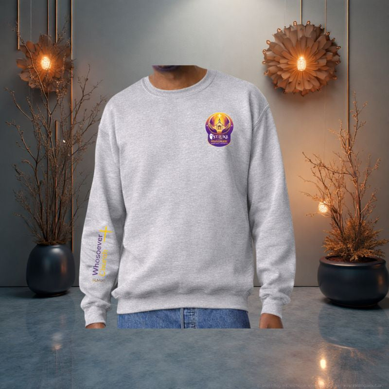 St. Luke SLMBC Whosoever Church Crewneck Sweatshirt (New Logo + Sleeve Print)