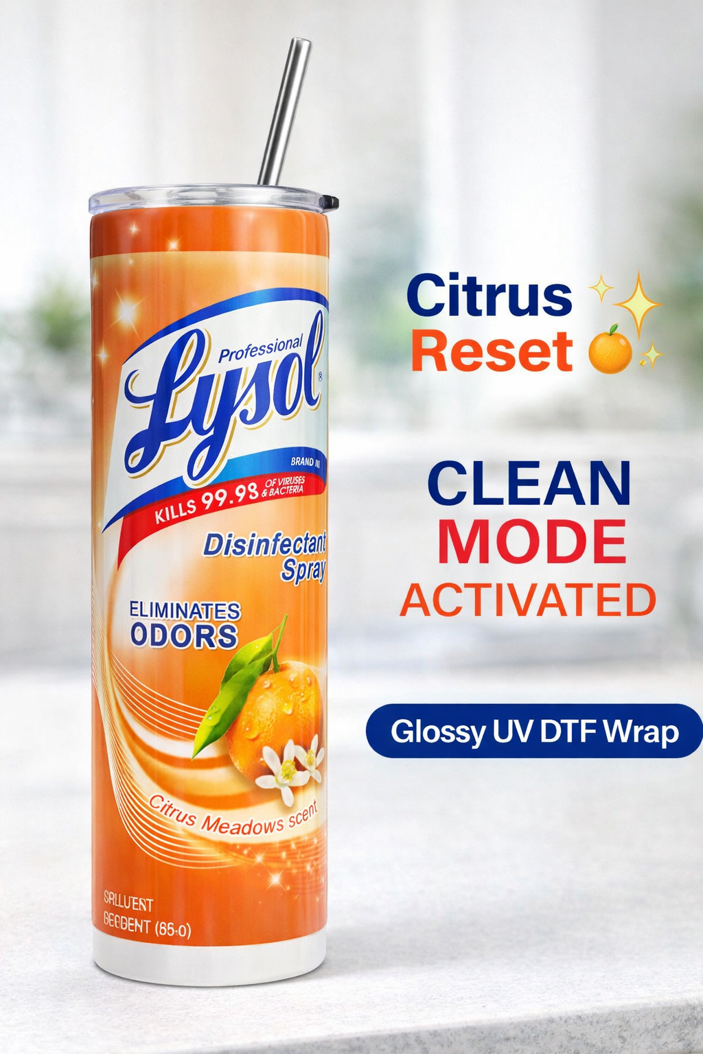 Citrus Meadows Vibes UV DTF 20oz Skinny Tumbler