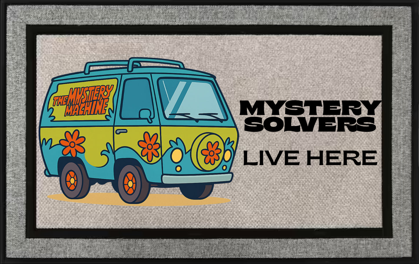 Mystery Solvers Live Here” Doormat – Scooby-Inspired Mystery Machine Design