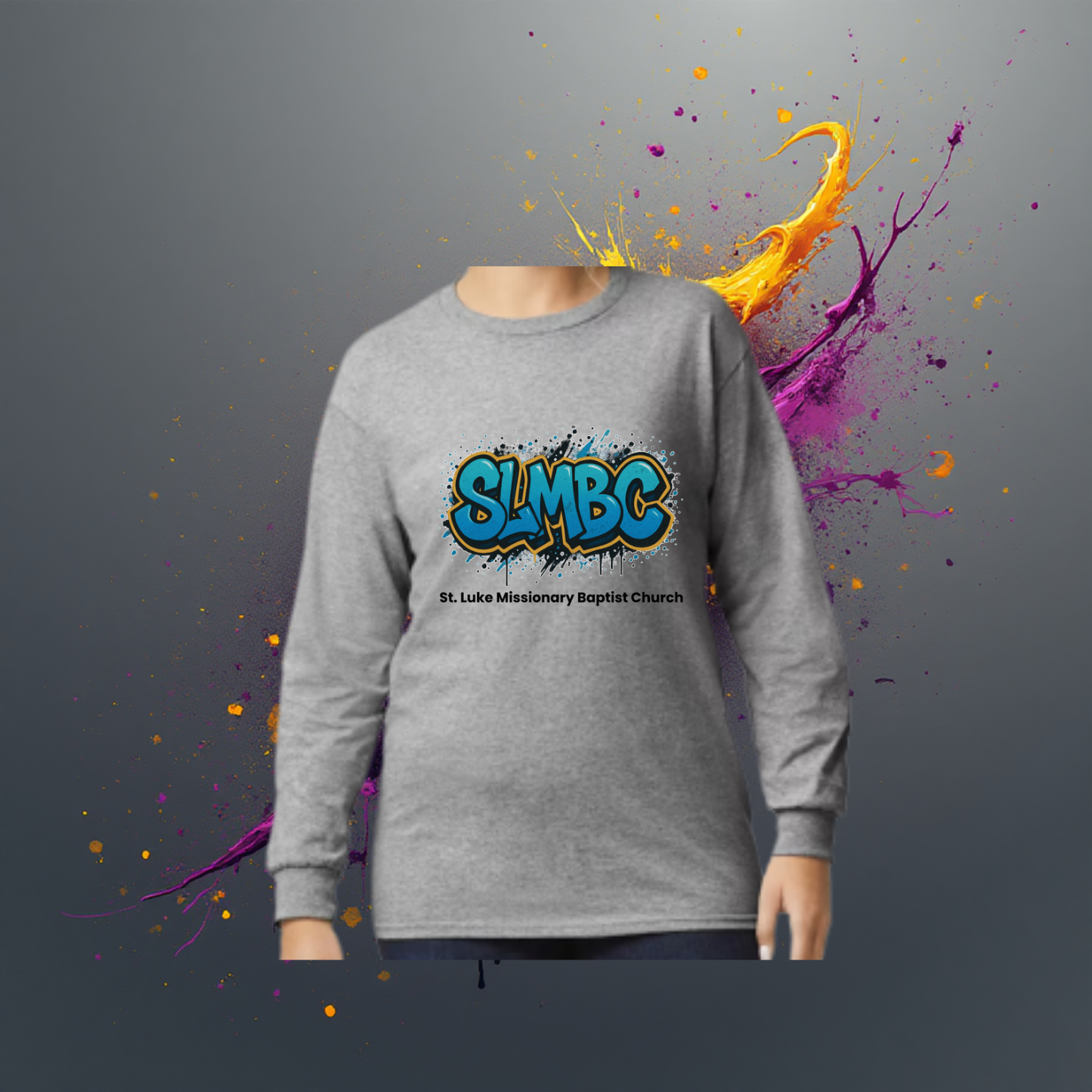 St. Luke SLMBC Graffiti Long Sleeve Tee – Bold Faith, Everyday Style – Adult