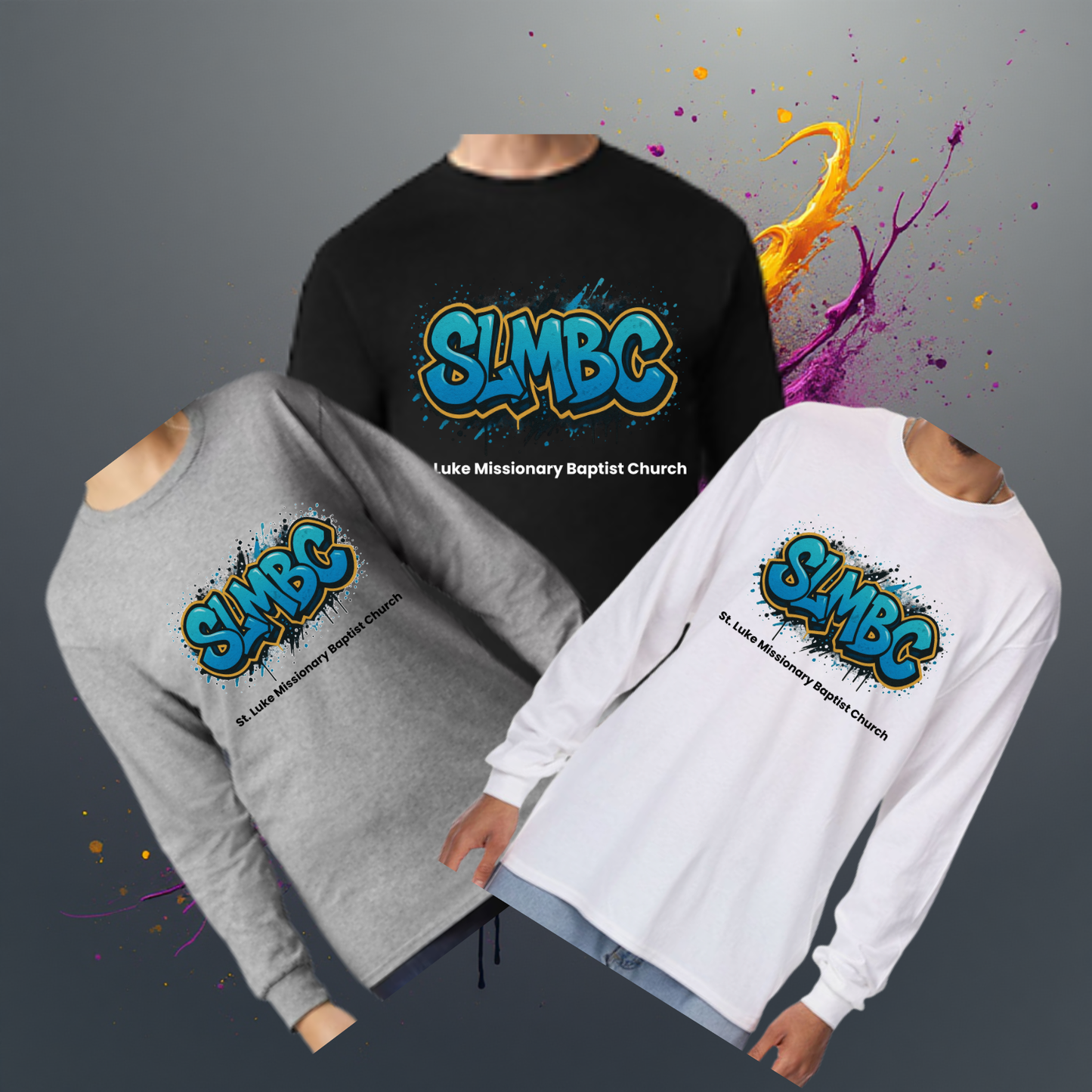 St. Luke SLMBC Graffiti Long Sleeve Tee – Bold Faith, Everyday Style – Adult