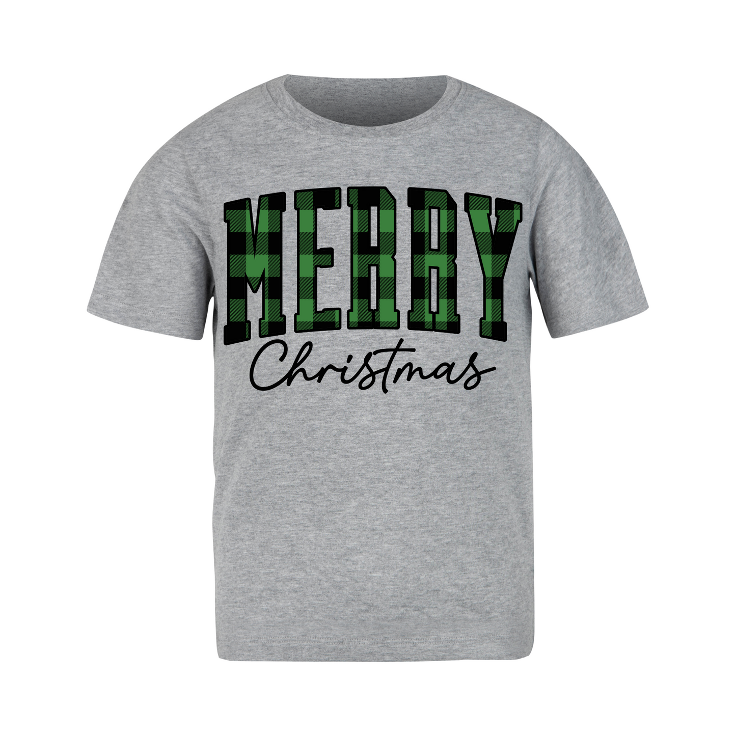 Christmas - Short Sleeve Shirt: MERRY Green Plaid