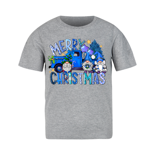 Christmas - Short Sleeve Shirt: Merry Christmas Blue Truck
