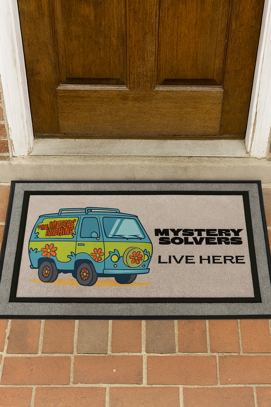 Mystery Solvers Live Here” Doormat – Scooby-Inspired Mystery Machine Design