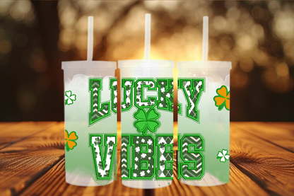 Lucky Vibes Patchwork Clover Wrap — St. Patrick’s Day Cold Cup