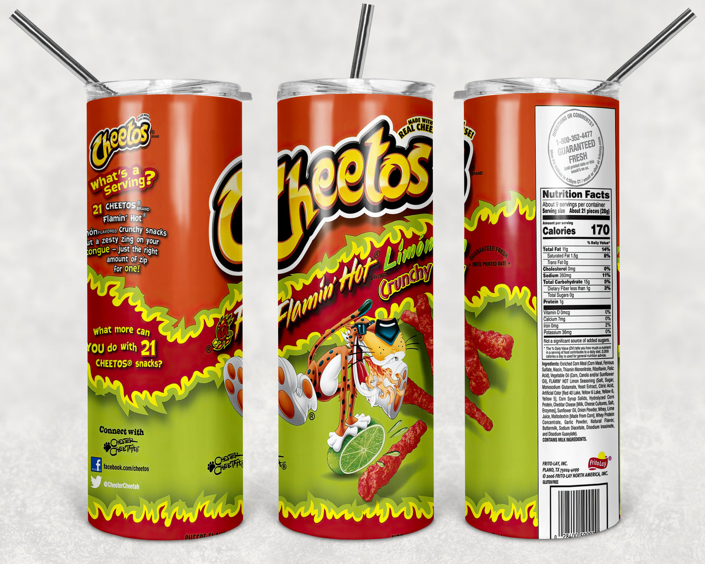 Flamin’ Hot Limón Vibes UV DTF 20oz Skinny Tumbler
