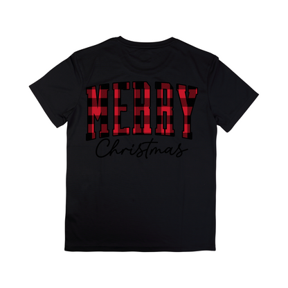 MERRY Red Plaid Christmas Tee | Holiday Buffalo Plaid T-Shirt - ShopartsBG