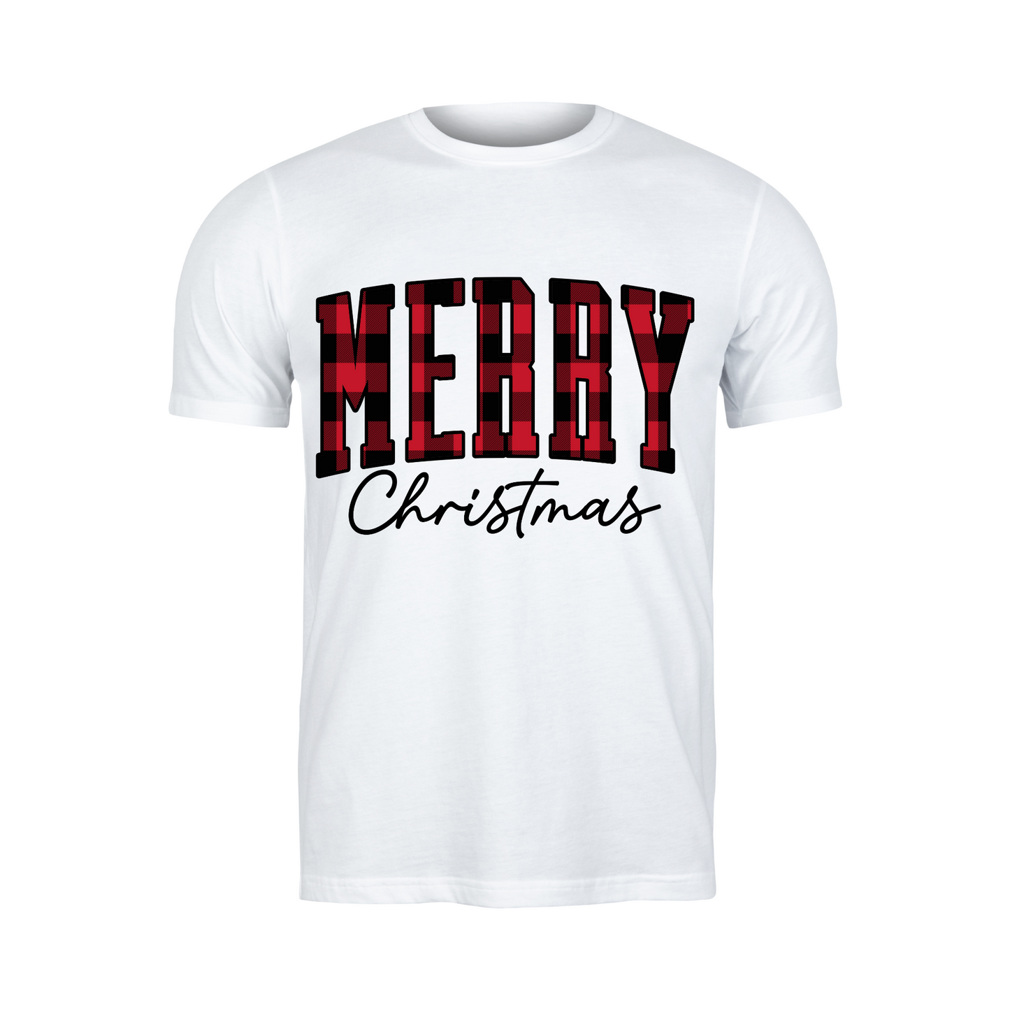 Christmas - Short Sleeve Shirt: MERRY Red Plaid