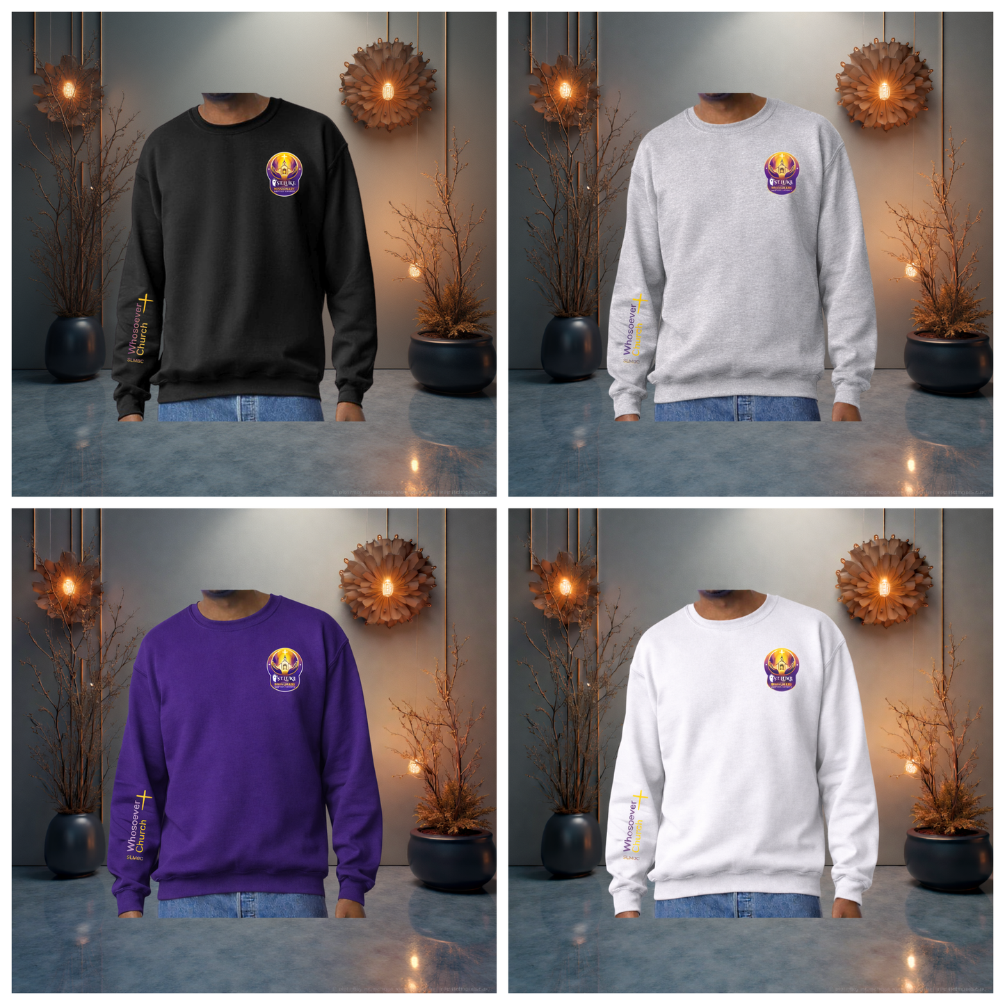 St. Luke SLMBC Whosoever Church Crewneck Sweatshirt (New Logo + Sleeve Print)