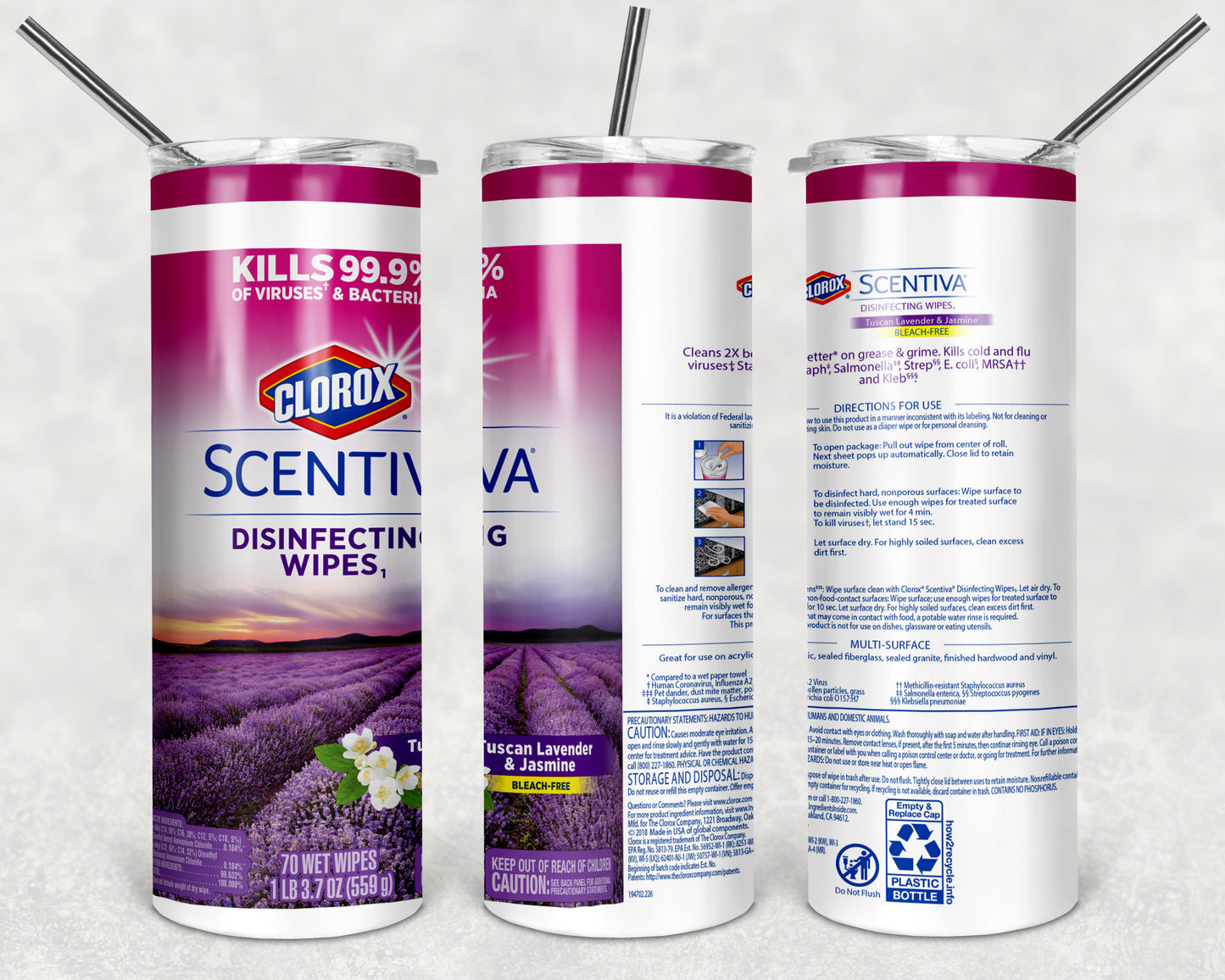 Scentiva Vibes UV DTF 20oz Skinny Tumbler (Lavender + Jasmine)