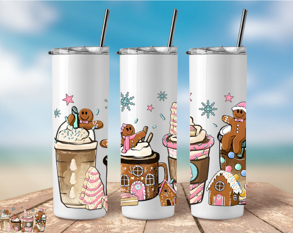 Gingerbread Christmas 20oz Skinny Tumbler – Festive, Insulated, Gift-Ready