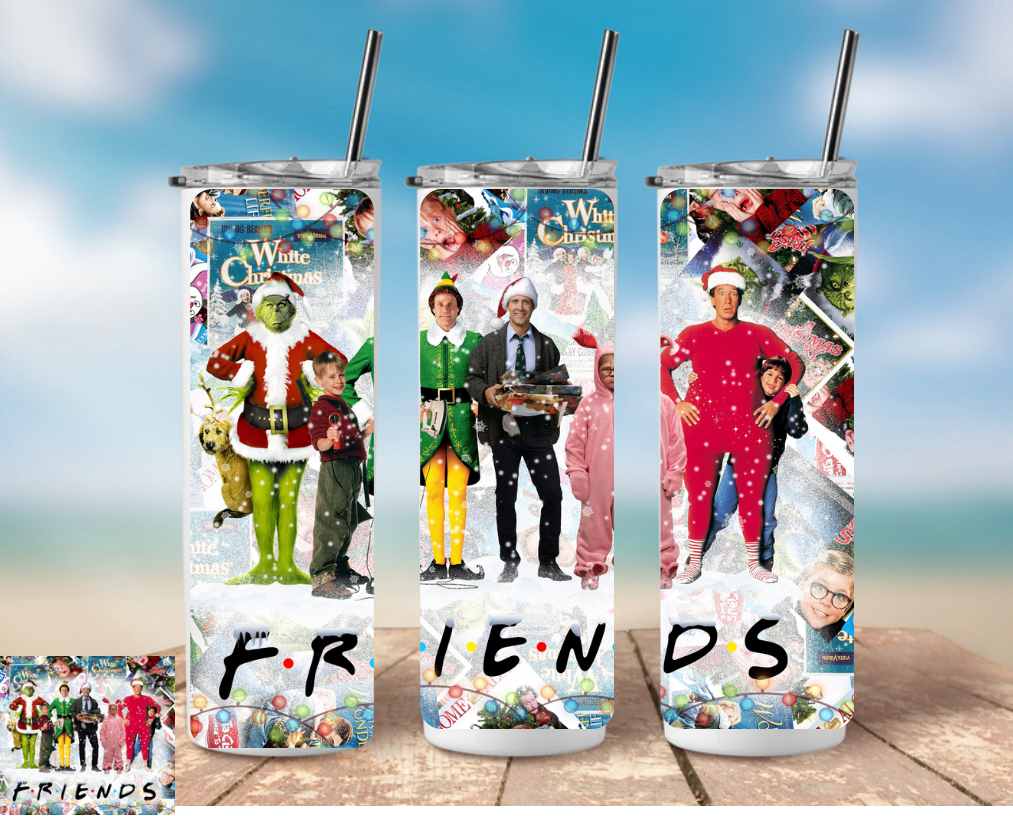 Christmas F-R-I-E-N-D-S 20oz Skinny Tumbler – Festive, Insulated, Gift-Ready