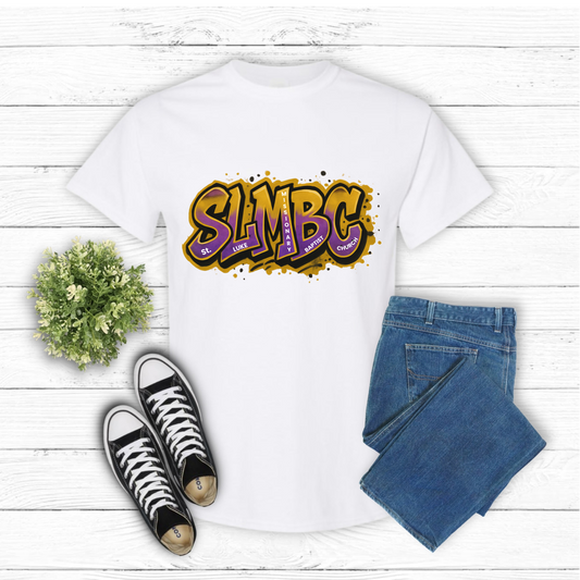 St. Luke Graffiti T-Shirt – Purple & Gold Edition