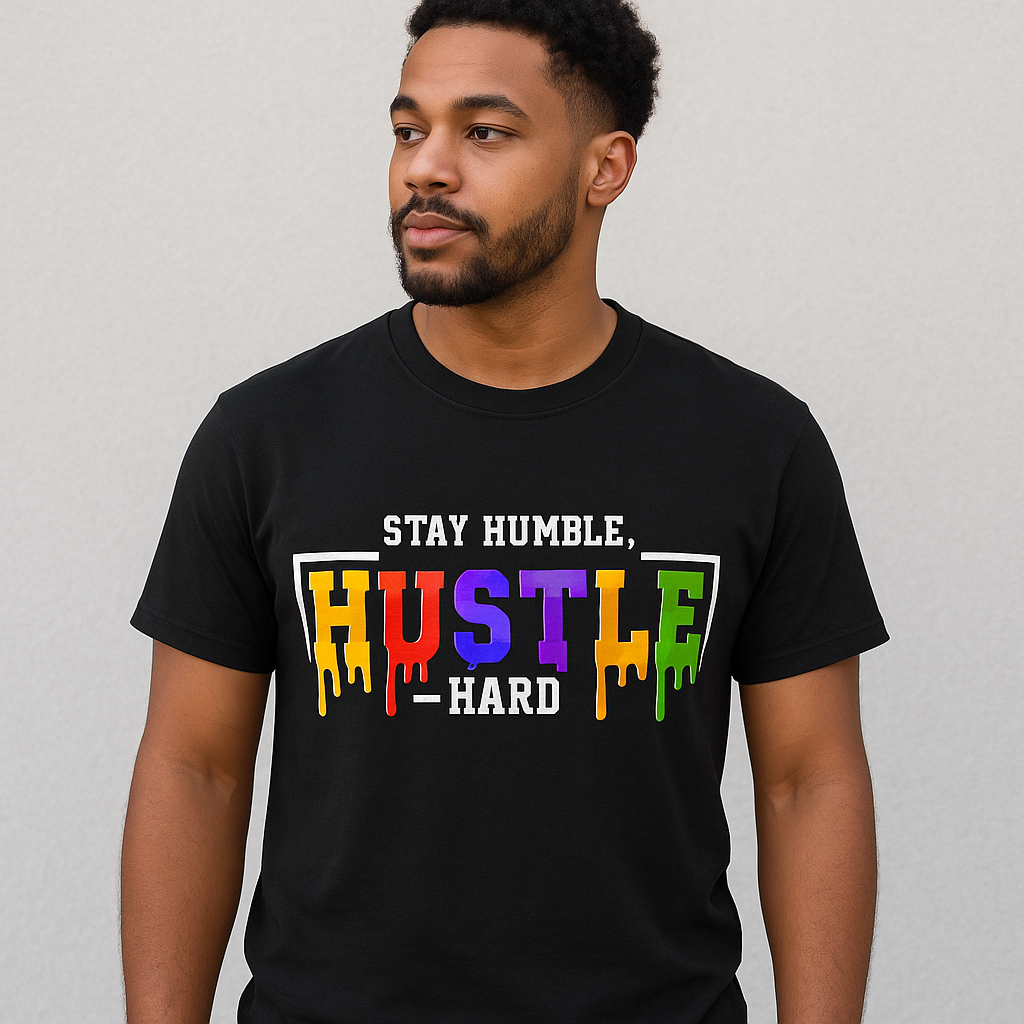 "Stay Humble, Hustle Hard" Drip Lettering Tee