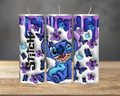 Purple Drip Butterfly “Blue Alien Cutie” Personalized 20oz Skinny Tumbler