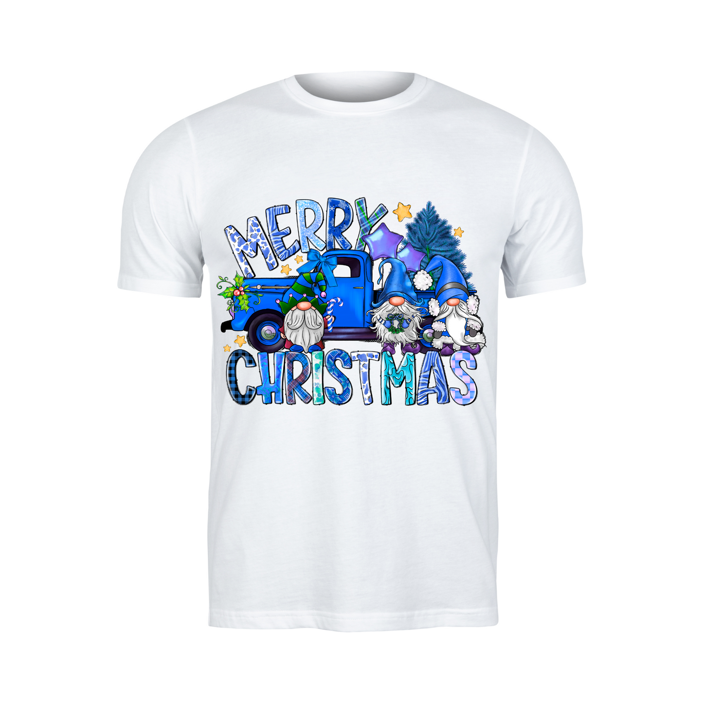 Christmas - Short Sleeve Shirt: Merry Christmas Blue Truck