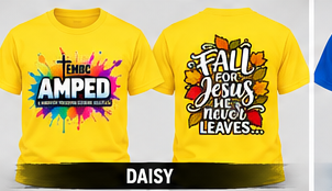 AMPED Fall for Jesus realistic daisy adult T-shirt front and back