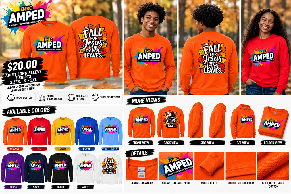 AMPED long sleeve lifestyle, closeup, and additional views