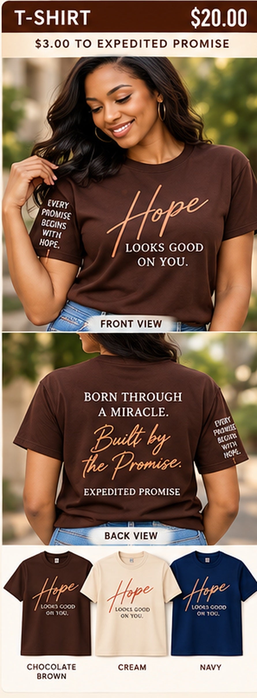 Hope Collection tshirt clear front and back mockup