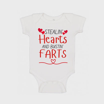 “Stealin’ Hearts & Bustin’ Farts” Baby Bodysuit