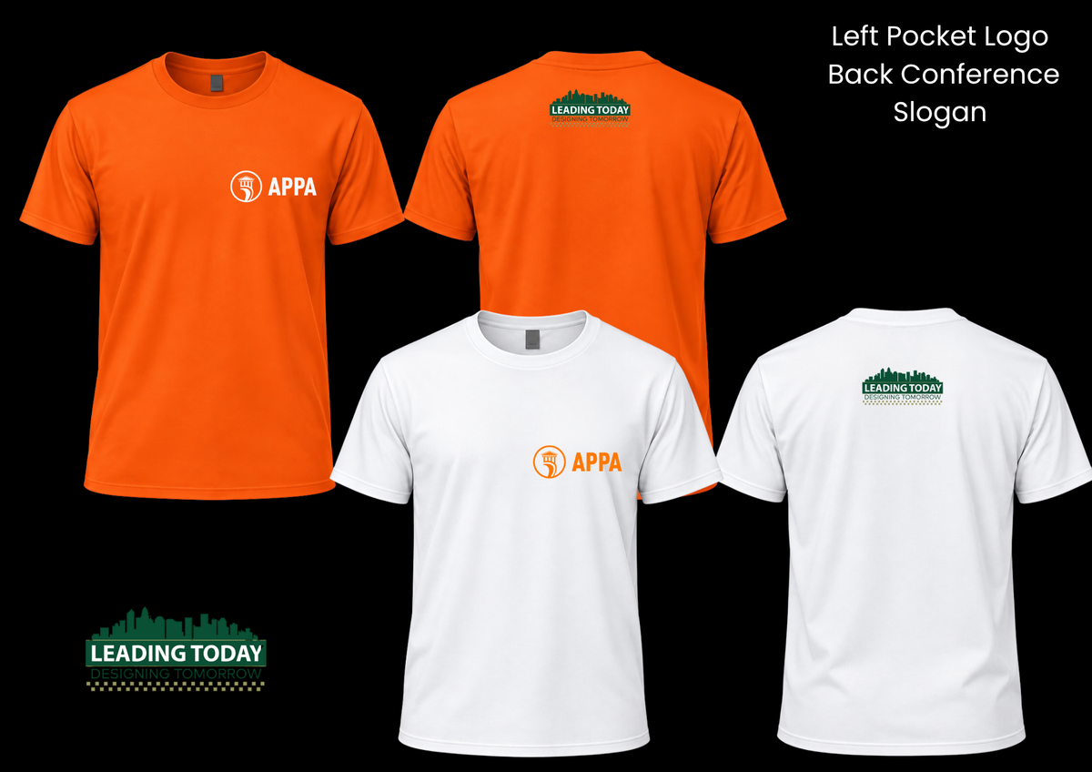 SRAPPA Design 03: white and orange shirts; conference logo on back